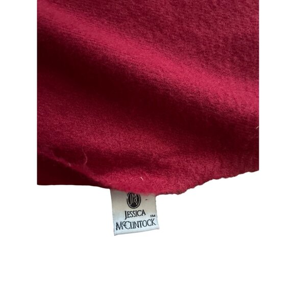 Jessica McClintock Dark Red Shawl With Pearl/Silver Ball Accents - Picture 4 of 8
